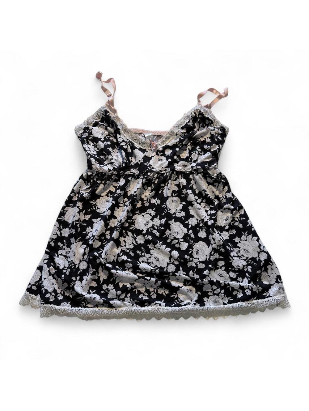 Marilyn Monroe Intimates Floral Lace Babydoll Cami Lace Trim Tank Top Coquette
